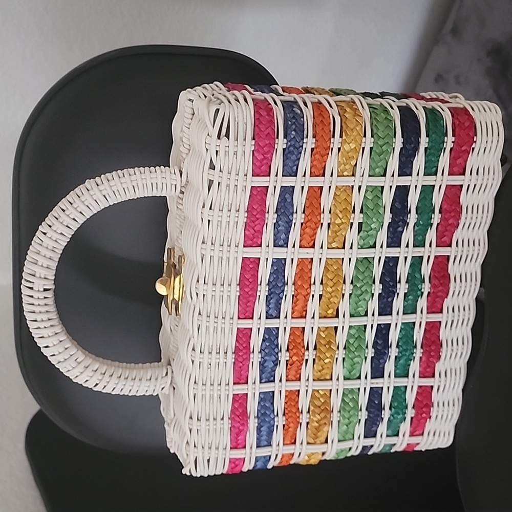 Vintage Rainbow Wicker Pride Purse